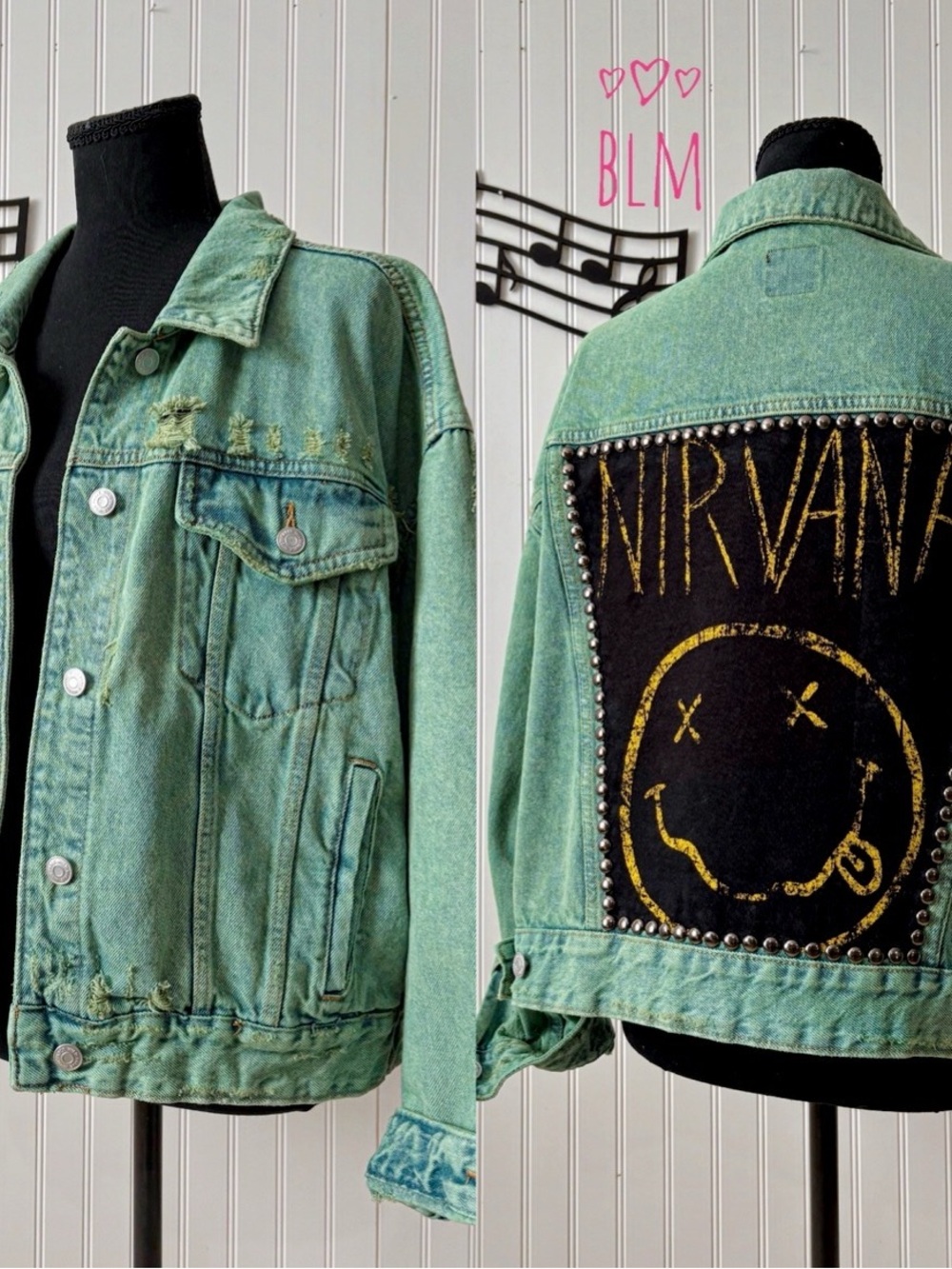 Nirvana custom acid wash denim jacket